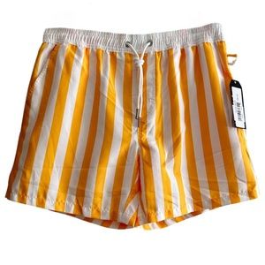 NWT Vacay Yellow Striped Men's Swimsuit, Size L